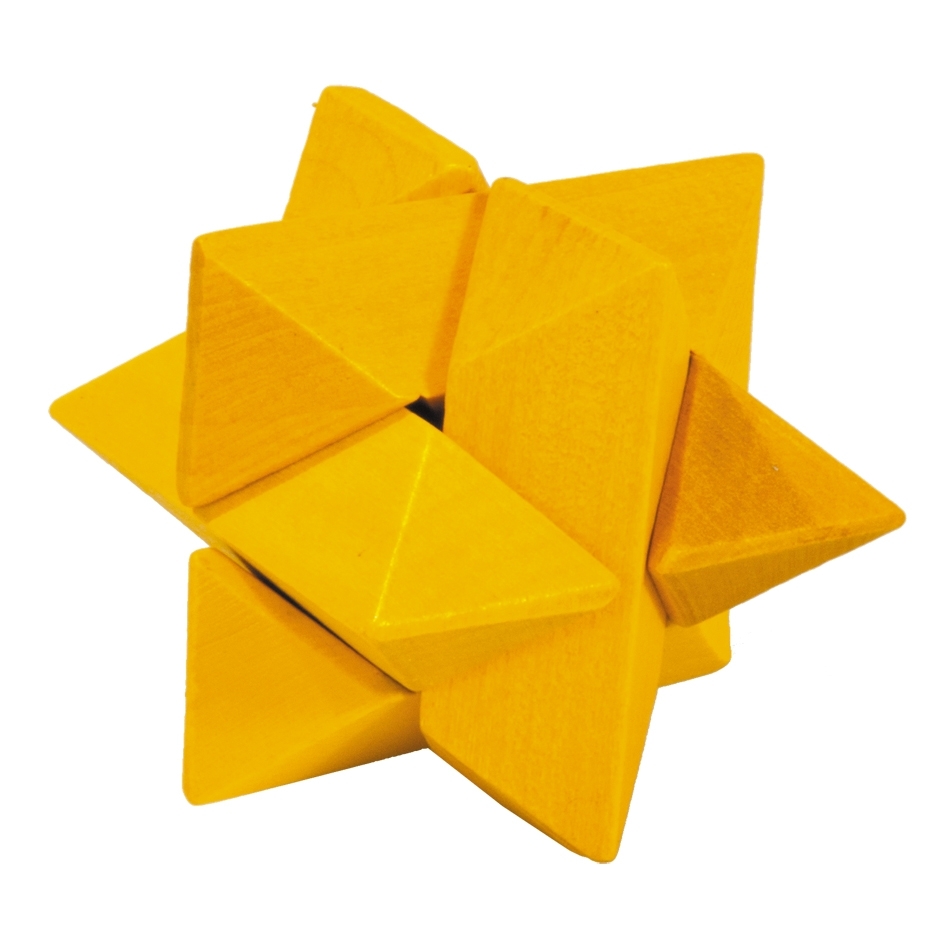 IQ-Test, Star, yellow, wooden puzzle