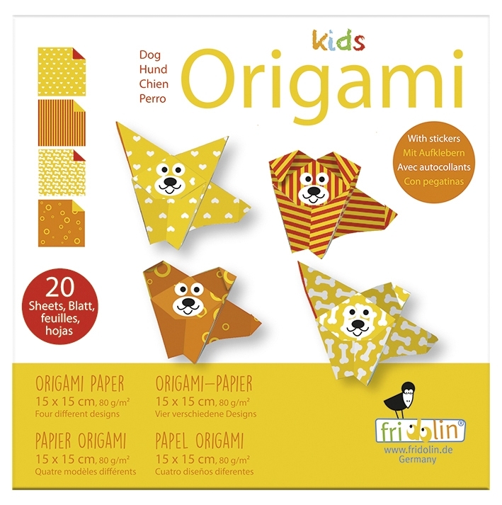 Kids-Origami, Dog 20 sheets 15x15 cm