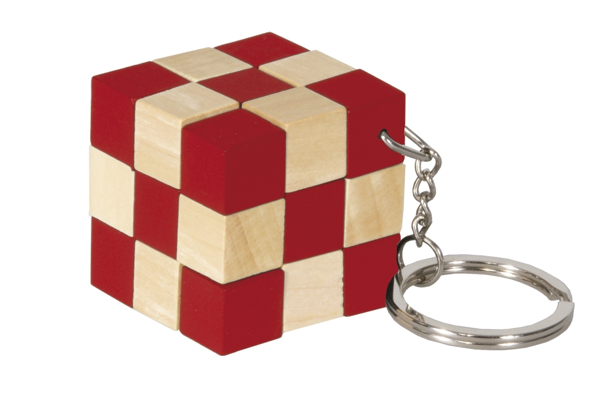 IQ-Test, Keyring, Cube, natural/red