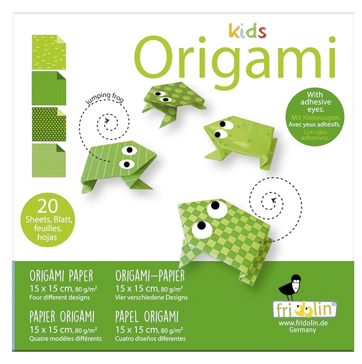 Kids-Origami, Frog 20 sheets 15x15 cm