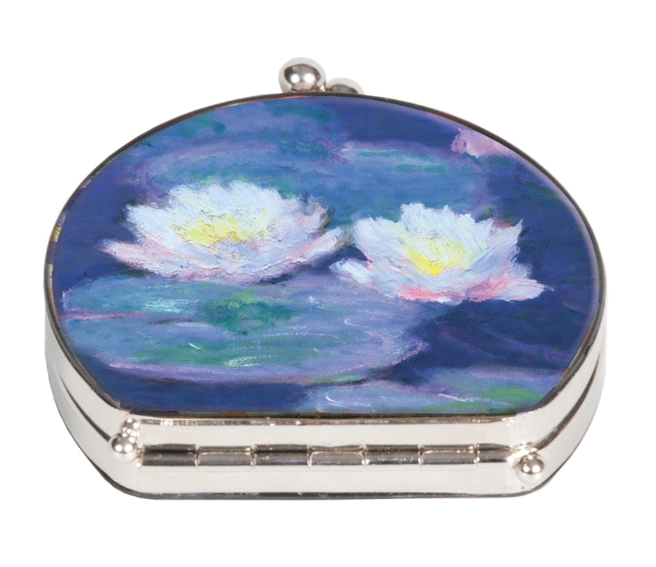 Pocket mirror, Monet, Water lillies, textile