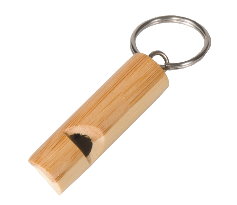 Whistle with keyring, bamboo