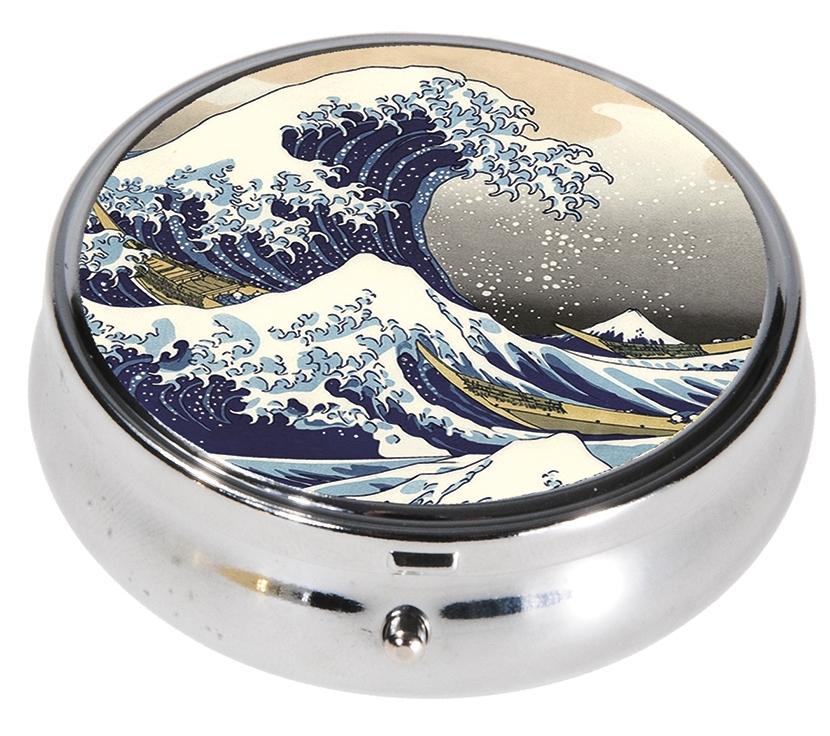 pillbox, large, round,  Hokusai,The Great Wave