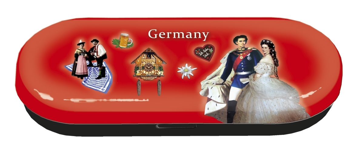 Spectacle case, Germany, red, metal