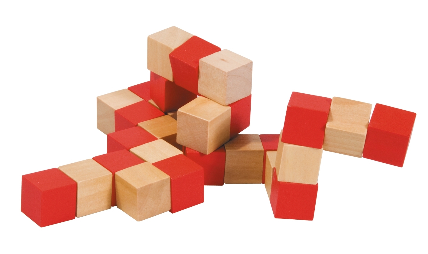 IQ-Test, Wooden cubes, natural/red