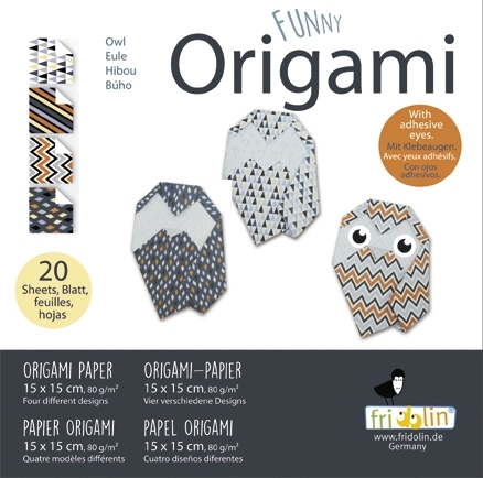 Funny Origami, Owls, 20 sheets 15x15 cm