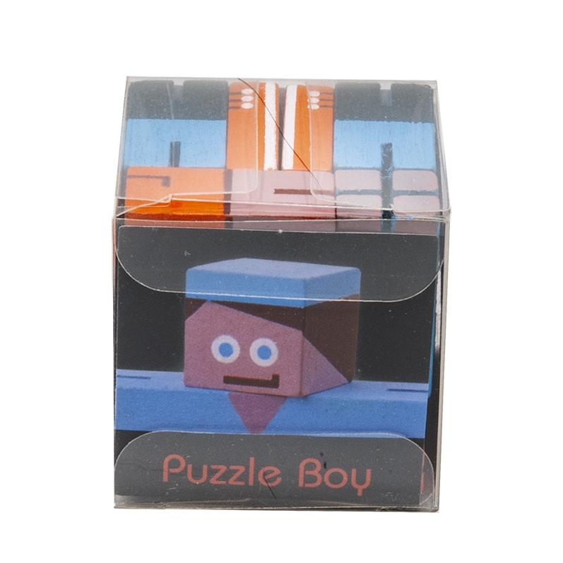 IQ-Test, Puzzle Boy 2, blue orange lightblue, wood