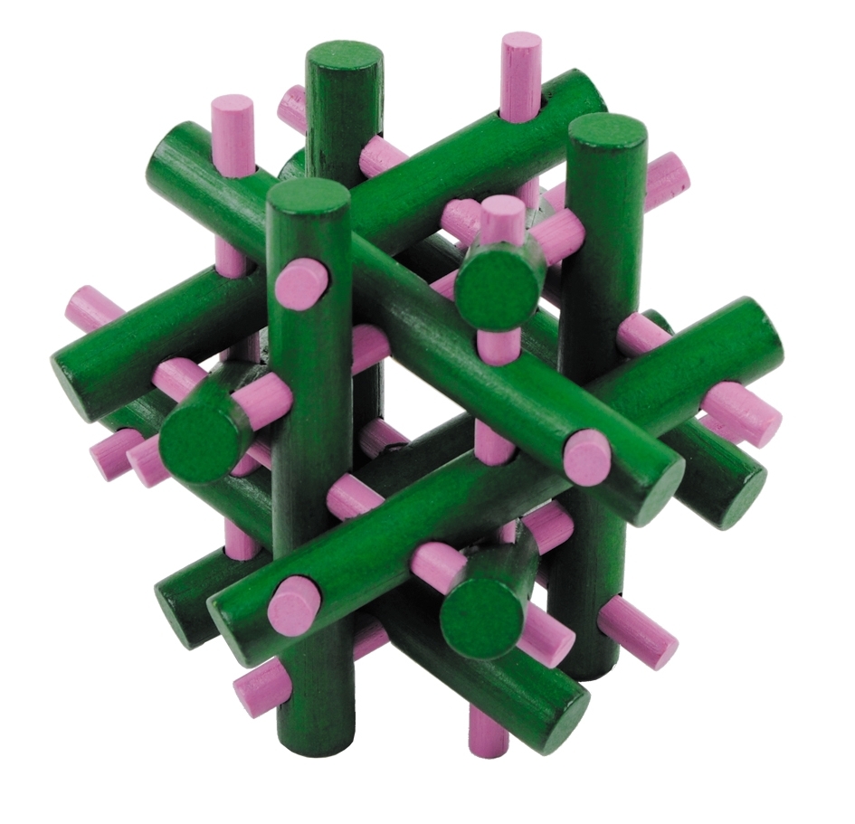 IQ-Test, bamboo puzzle, Magic Sticks, green/magent