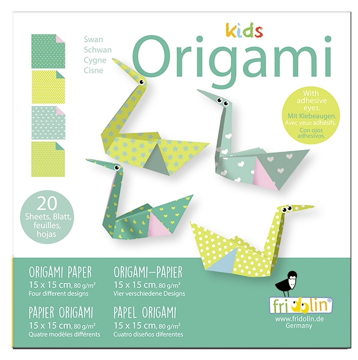 Kids-Origami, Swan 20 sheets 15x15 cm