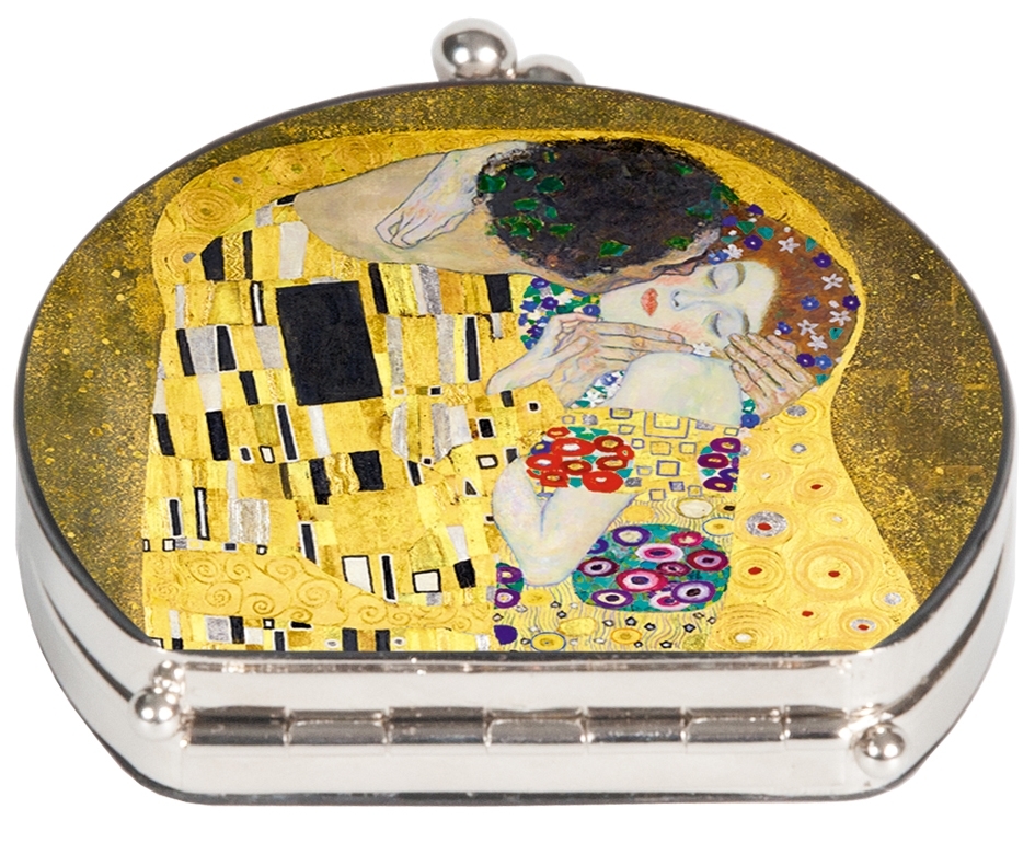 Pocket mirror, Klimt, The Kiss, textile surface