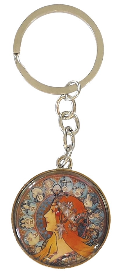 art keyring, one-sided, Art Nouveau, Zodiac