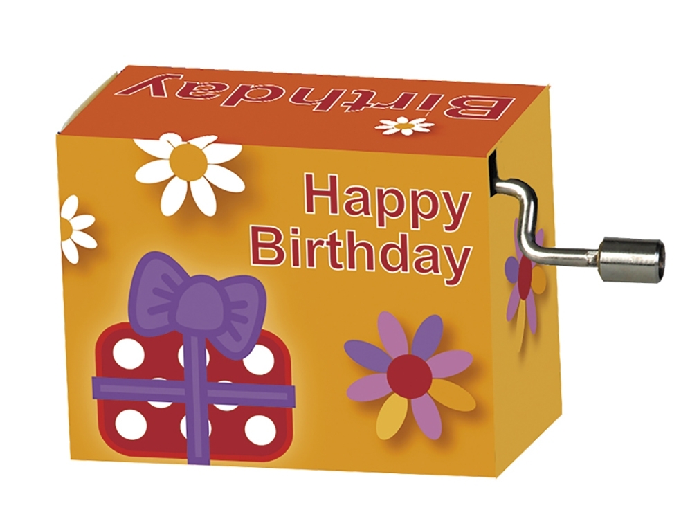Music box, Happy Birthday, parcels and blossoms