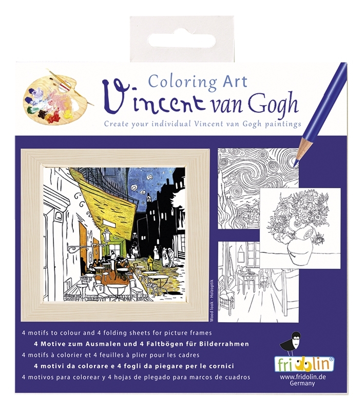 Coloring Art, Van Gogh, 4 motifs + folding frames