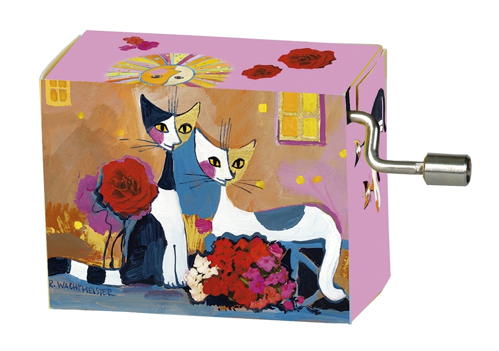 Music box, Happy Birthday, Wachtm/Two cats, flower