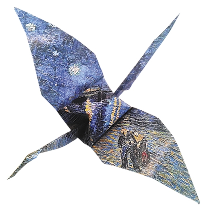 Art-Origami, Kranich, Van Gogh, 20 Blatt, 15x15 cm