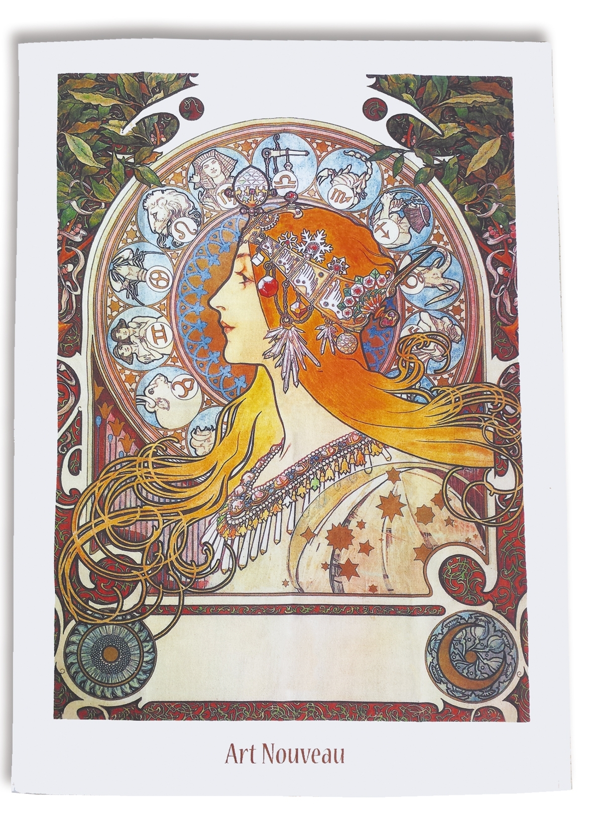 Tea towel, Art Nouveau, Zodiac