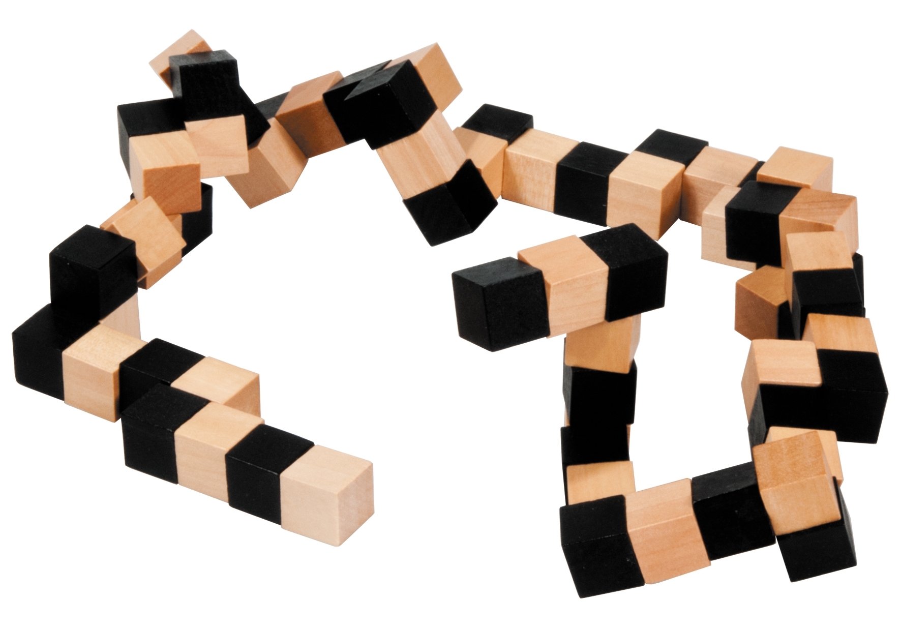 IQ-Test, master snake cube, 6 x 6 cm, nature/black