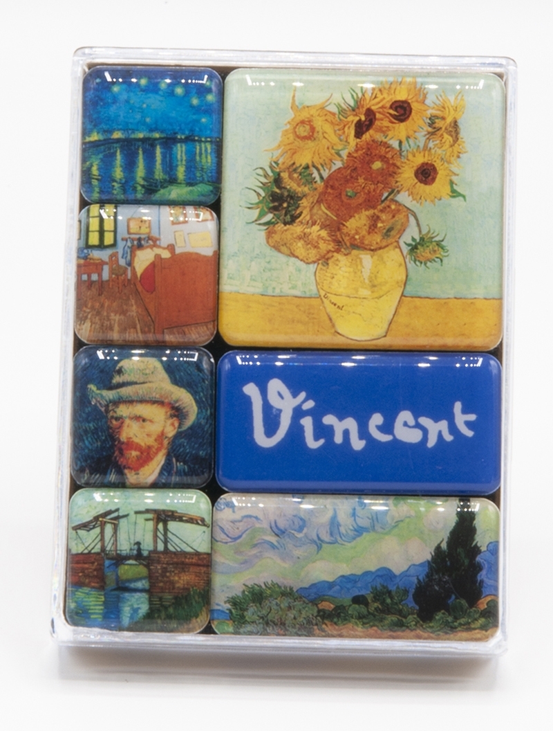 Magnets, Van Gogh, Sunflowers, in a transp. box