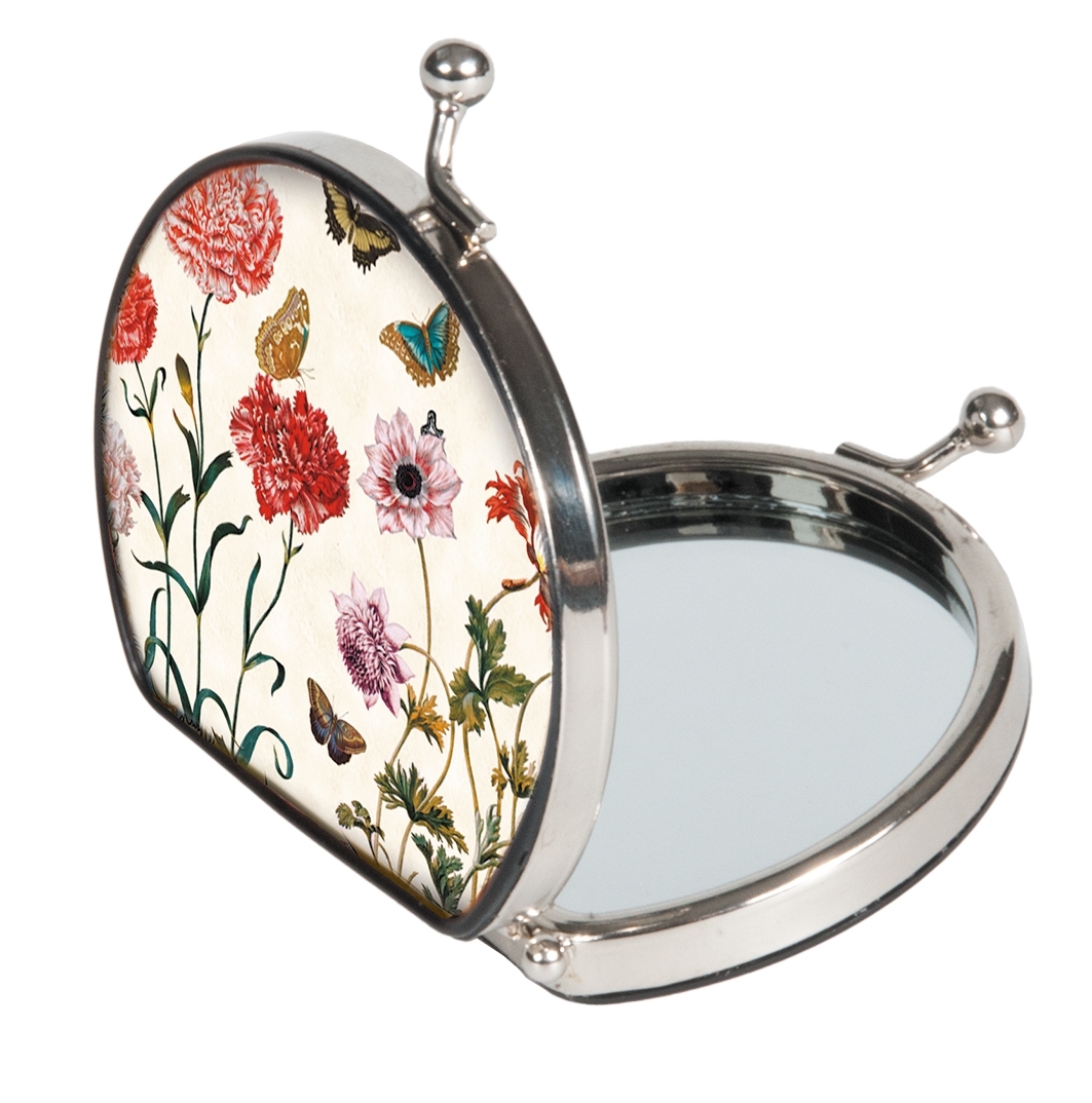 Pocket mirror, Merian, Flowers, textile surface
