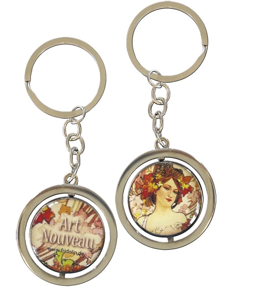 art keyring, two-sided, Art Nouveau, Louise